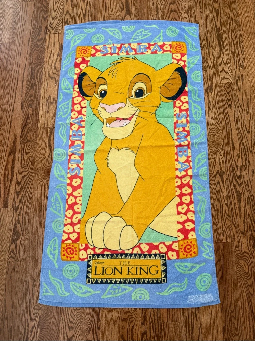 Vintage 90s Disney The Lion King Simba Beach Pool Towel Franco Cotton